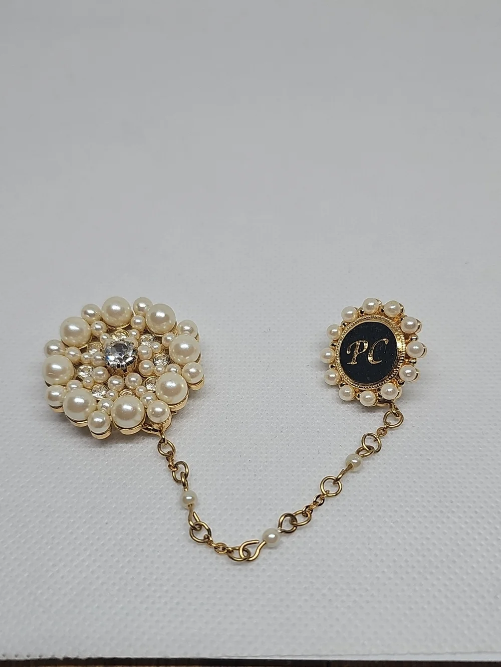 Avon Vintage Pearl and Gold Chain Brooch Connector